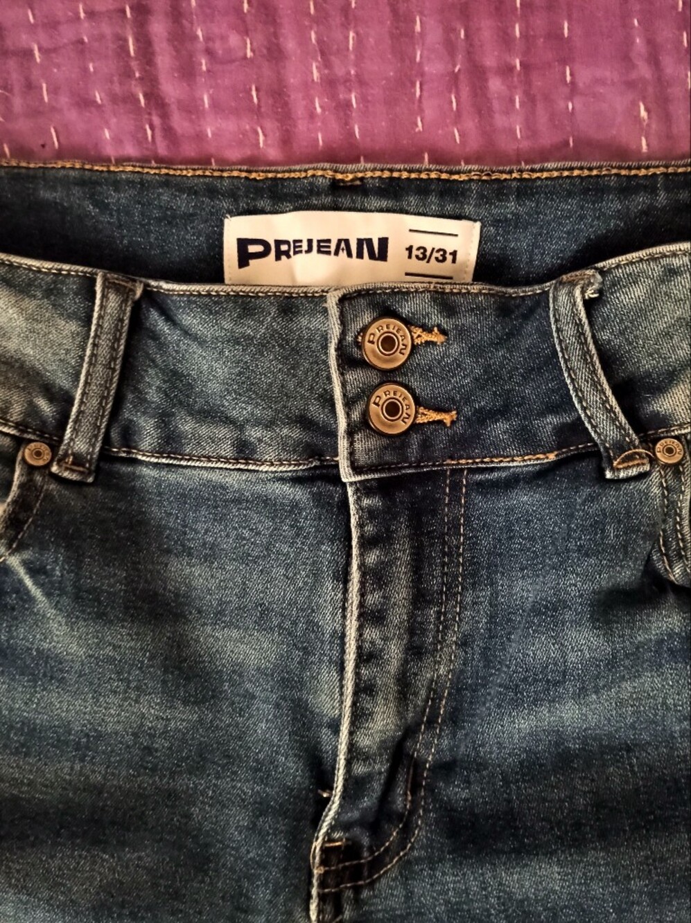 High-Rise Double-Button Dark Indigo Jeans